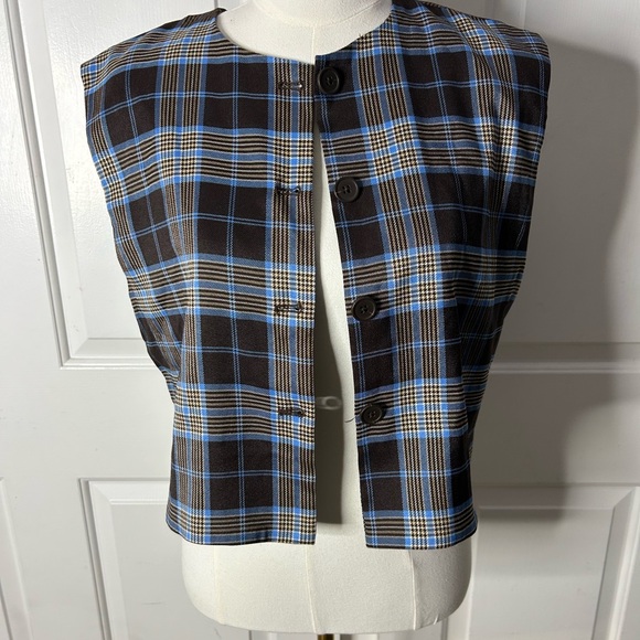 NWT (Size M) Steve Madden ALESSA TOP BROWN PLAID - Picture 4 of 9